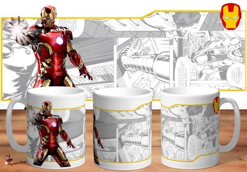 Taza De Ceramica Super Heroe Comic Iron Man