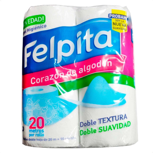 Papel Higienico Felpita Pura Caricia Doble Hoja X4 Rollos