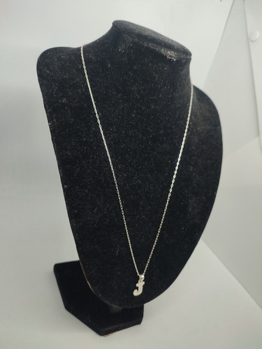 Imagen 3 de 3 de Cadena Collar Hombre Letra Inicial J Plata Ley 925 + Caja Re