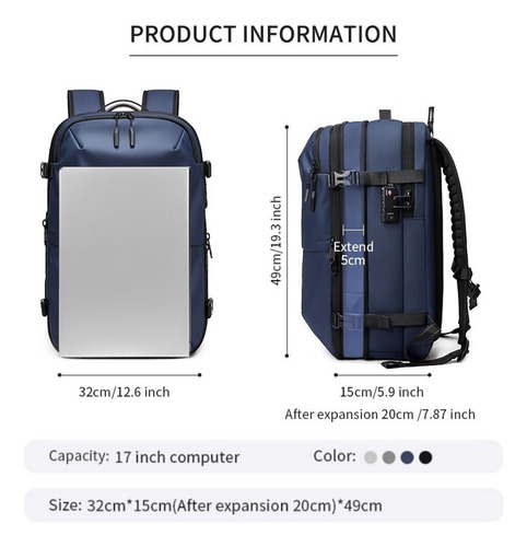Mochila Extensible De 60 Litros Con Aspirador Con Luces