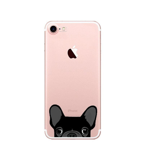 Forro iPhone 7/8 Boston Perro Transparente Goma Dura Nuevo