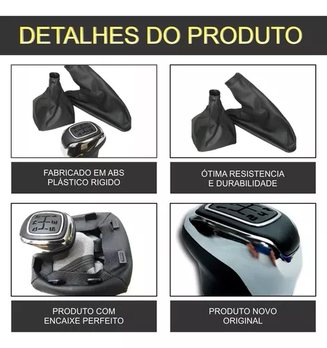 Kit Coifa de Alavanca Com Manoplas de Câmbio Carro Fiat Mobi 2016