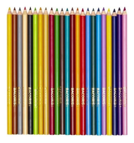 24 Lápices De Colores Largos Redondos Bacoiris Escolar
