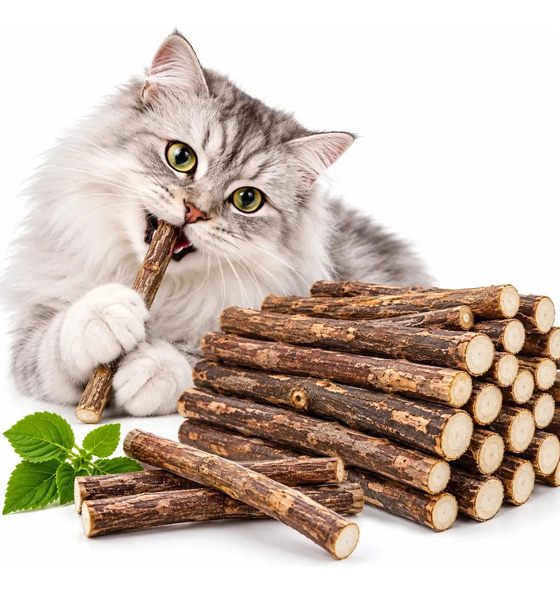 Matatabi Varas Gatos Catnip Limpa Dentes Kit Com 20,30,50un Kit 20 Unid. Estimula Brincadeiras Anti Stresse Varetas Naturais