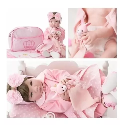 Boneca Bebê Reborn Verdade Barata 53cm Princesa + Bolsa