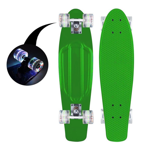 Skate Penny Patineta Verde Ruedas Led Niños / Lhua Store