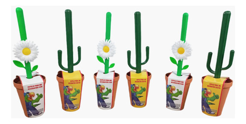Cepillo Para Wc Decorativo Cactus Y Flor (9 Piezas)