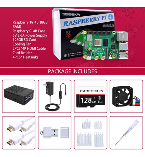 Kit De Inicio Geeekpi Raspberry Pi 4 De 8 Gb - Edición De 12