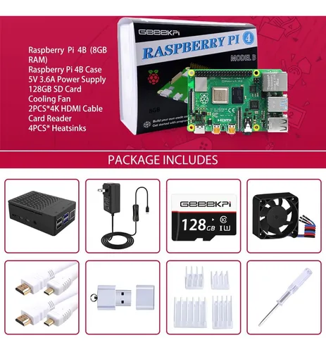 Geeekpi Raspberry Pi 4 8gb Starter Kit - 128gb Edition, R...