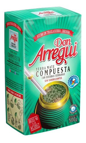 Yerba Mate Don Arregui Hierbas Serranas 500g Cba Sin Acidez