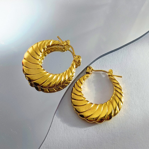 Aretes Grandes Mujer Chapado En Oro 14k Arracadas