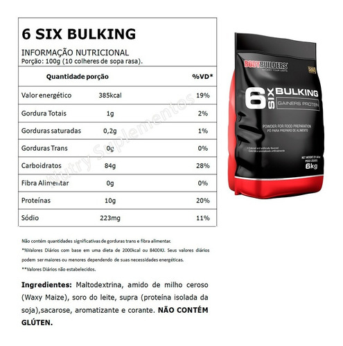 Hipercalórico Refil 6kg Bodybuilders Sabor Baunilha
