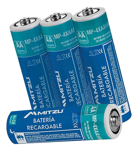 4 Pilas Recargables Doble A 700mah 1.2v Ni-cd Aa Mitzu