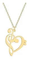 Comprar Collar Unisex Corazón Símbolo Musical De Plata Enchapado Oro