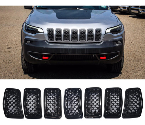 7 Piezas De Color Negro Brillante Compatible Con Jeep Cherok