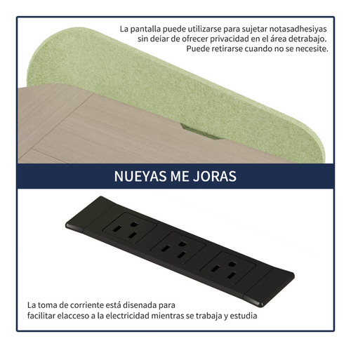 Escritorio Altura Ajustable Con Enchufe Forma L 150x68/100cm