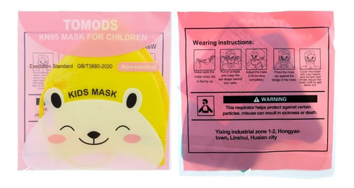 Imagen 7 de 8 de Kn95 Mascarillas Cubrebocas Infantil Caja10pz Colores Tomods