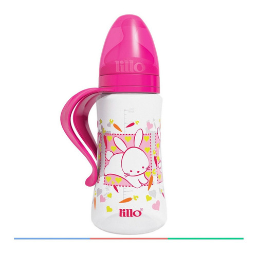 Mamadeira Desing Infantil +6 Meses 300ml Bico De Silicone Cor Rosa