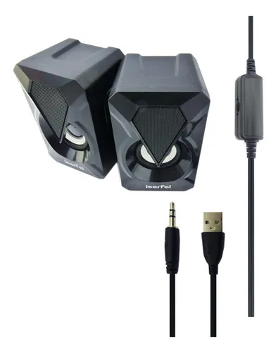 Parlante Pc Gamer Luces Plug 3.5mm Usb Leerfei Yst-1047 Color Negro