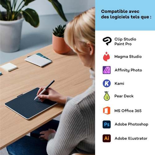 Tableta Wacom One Ctc6110wlw0a Con Lápiz Y Bluetooth