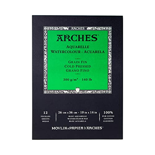 Papel Acuarela Arches 10x14'' - 100% Algodón, 12 Hojas