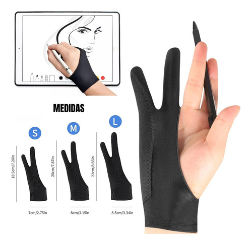 Guantes Negros Tableta Gráfica Dibujo Reduce Fricción Sudor
