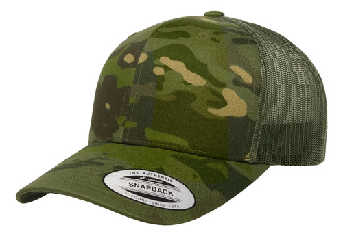 Gorra Flexfit Malla Trucker Multicam Retro Camuflaje Yupoong Verde Oscuro Ajustable