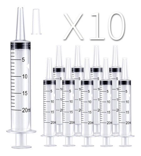 10 Pack 20ml/cc Plastic Syringe Large Syringes Tools Ca...