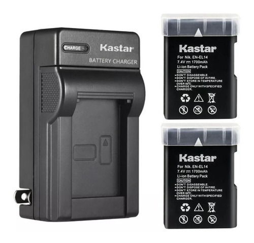Kit De 1 Cargador + 2 Baterias En-el14 Kastar Nikon 