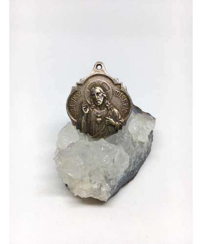 Medalla Religiosa Santa Lucía Sagrado Corazón Plata