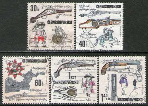 Checoslovaquia Serie X 5 Sellos Usados Armas Antiguas 1969