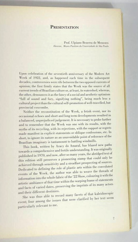 Arts In The Week Of '22. Aracy Amaral, Edição Revisada Em Inglês, Capa Dura 1992 (Usado)