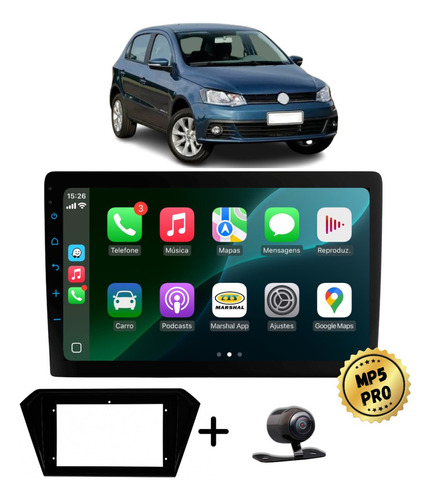 Kit Multimidia Mp5 Pro 9'' Vw Gol G7/g8