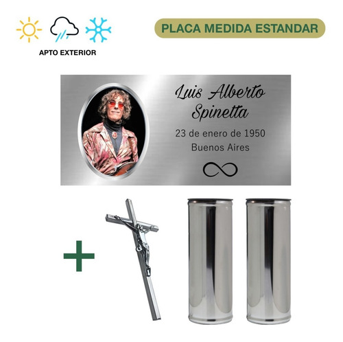 Imagen 1 de 10 de Placa + Foto + Florero + Cruz. Para Cementerio, Lapidas.