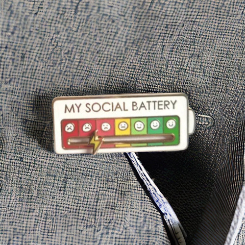 Broche Esmaltado Mi Batería Social 7 Estados De Ánimo, 4 Uni