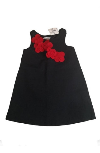 Vestido Para Niña Negro Con Flores Rojas Hannaandersson T4