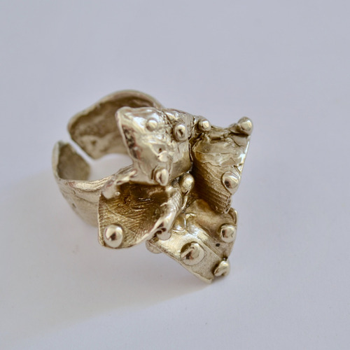 Imagen 7 de 7 de Anillo Flor, Texturas Modeladas A Mano, Macizo De Alpaca