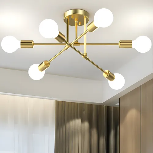 Luminária Lustre Teto Moderno Pendente Para Sala 6 Lâmpadas