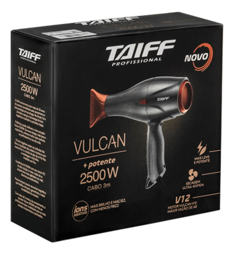 Secador De Cabelo Taiff Vulcan 2500w Grafite - 220v