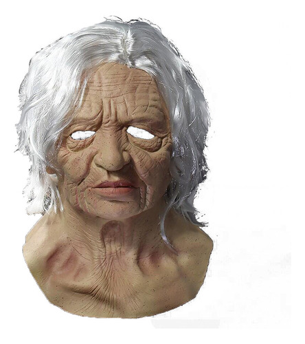 Máscara De Anciana Para Halloween, Espeluznante Cara Arrugad