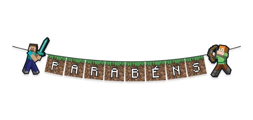 Faixa Decorativa - Parabéns Minecraft