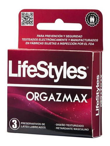 Imagen 1 de 3 de Caja 3 Condones Lifestyles Orgazmax Sensaciones Increíbles