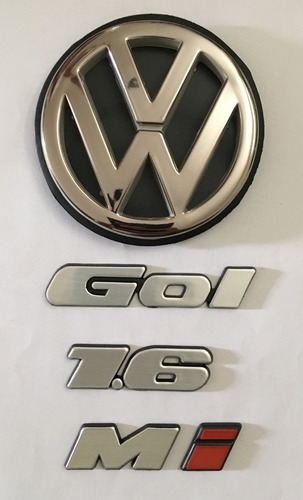 Kit Emblema Letreiro Mala Logo Volkswagen + Gol + 1.6+ Mi