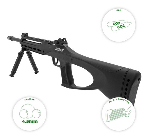Imagen 2 de 11 de Rifle Asg Co2 Tac Bb Acero 4.5mm Semiauto A Gas