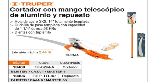 Tijera Para Ramas Altas M/telescopico De Aluminiotruper18409