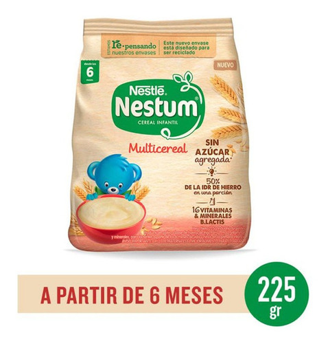 Nestum Cereal Infantil Multicereal Sin Azucar Bolsa X 225 Gr