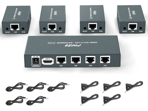 1x4 Hdmi Extender Splitter Sobre Cat5e/cat6/cat7 Cable Ethe.