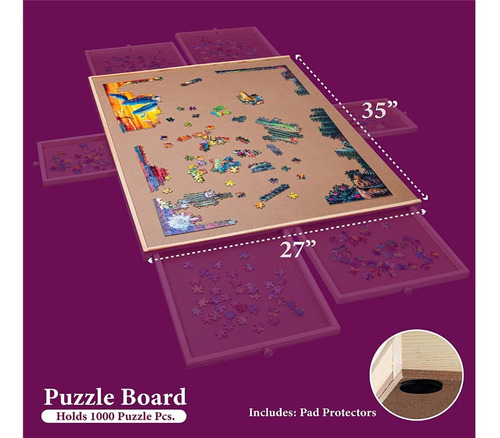 Mesa De Madera Portatil Para Rompecabezas