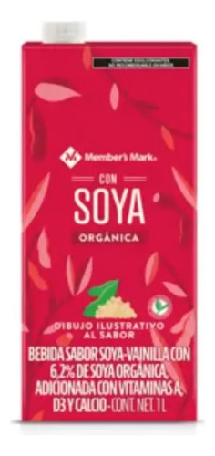Alimento Líquido Soya Member's Mark Orgánico Vainilla 1lt