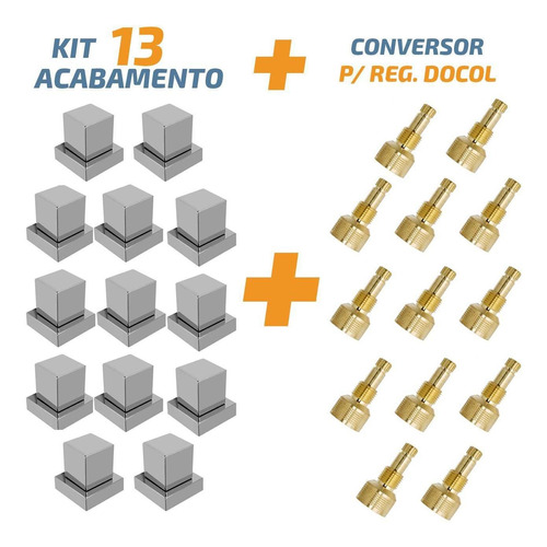 Kit 13 Acabamento Cromado Quadrado Registro Pressão Docol